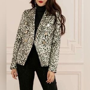 Rachel Parcel Black Leopard Print Blazer